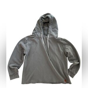 Peace Love World Sweatshirt Hoodie Mock Neck Gray